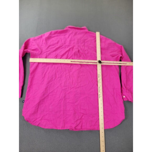 GAP Shirt Womens 2XL Pink Very Berry Linen Button Down Top Long Sleeve Plus NEW - Picture 8 of 11